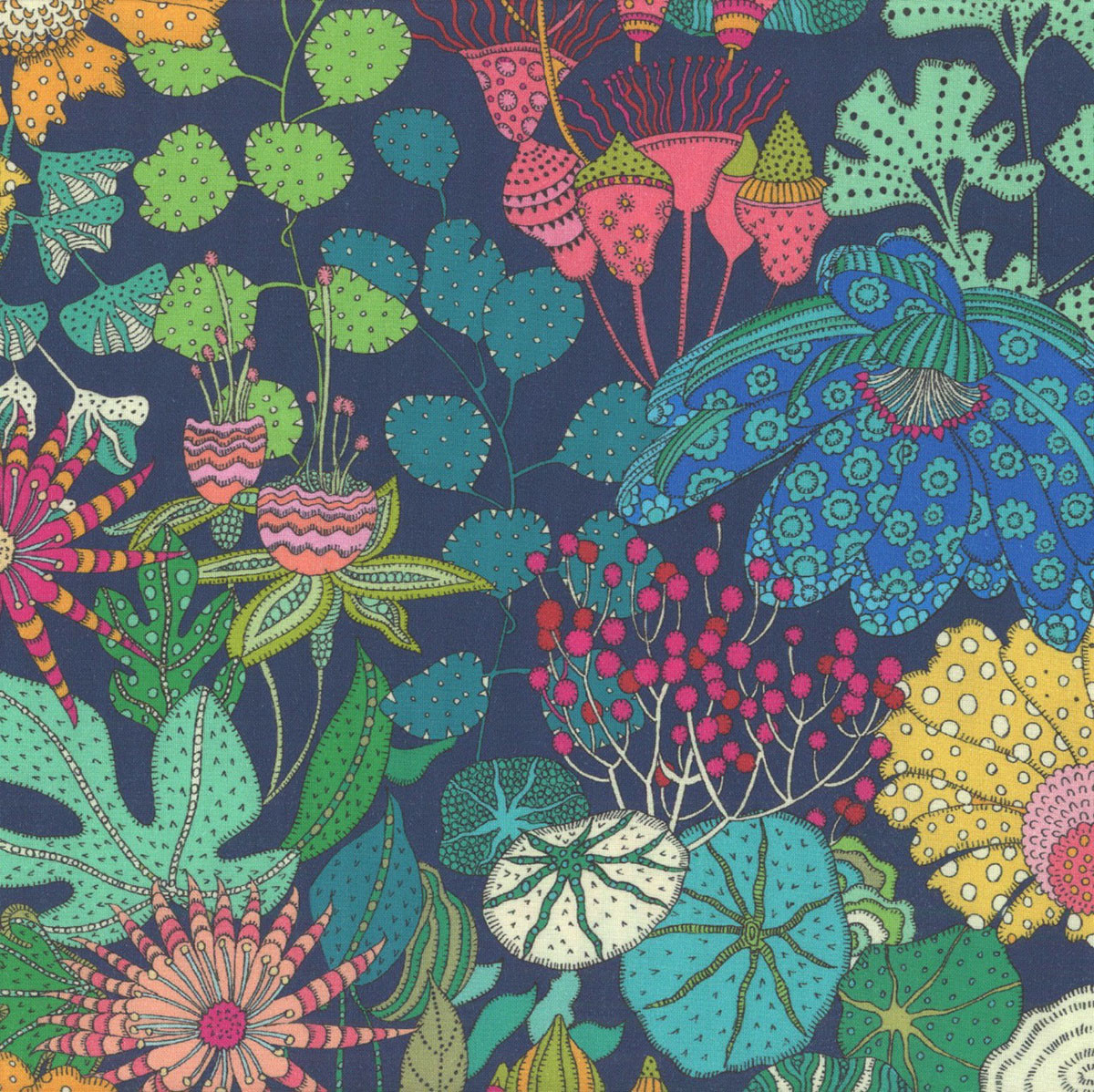 Windham Fabrics Sunshine Sally Kelly Peony Park Indigo - Hancock's